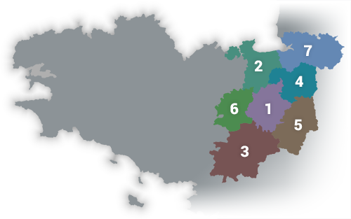 Carte des pays de Bretagne
